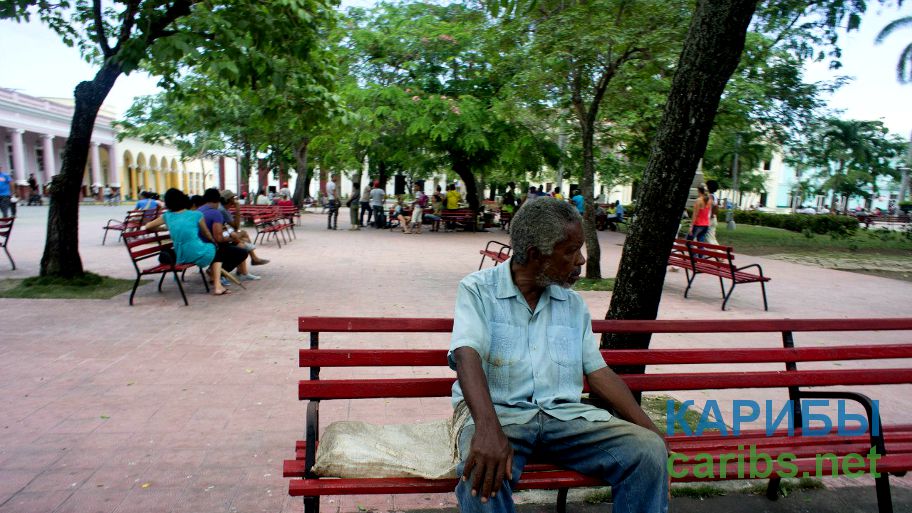 People in the square in the city of Santiago